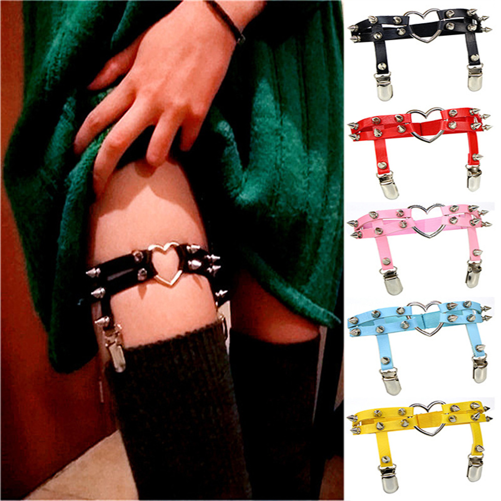 Garter Belt Set - 1Pcs 여성 펑크 고스 하트 PU