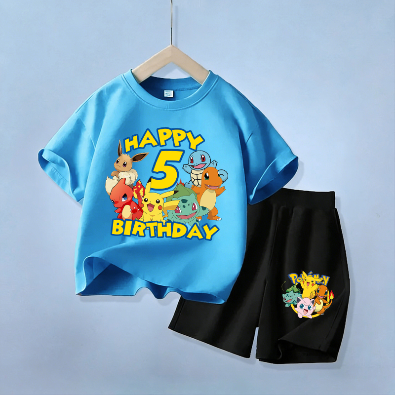 Boyshort Underwear - 귀여운 피카추 생일 어린이 옷 세트