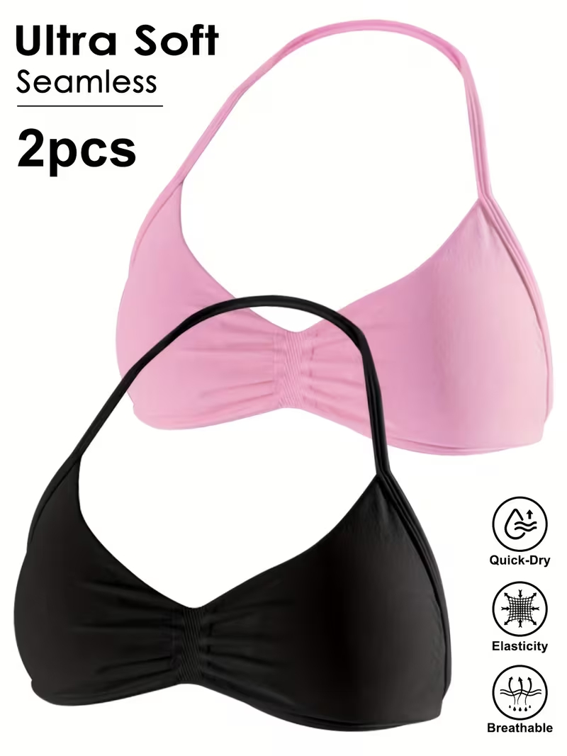 Push Up Bra Padded - 2피스 심리스 섹시 오픈 백 짐
