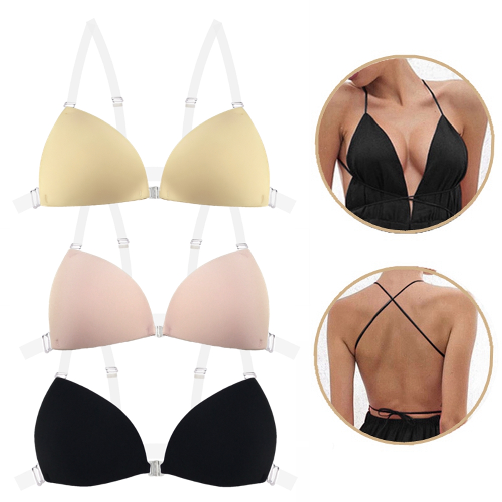Push Up Bra Padded - 여성용 스티키 브라, 백리스 웨딩드레스용 실리콘