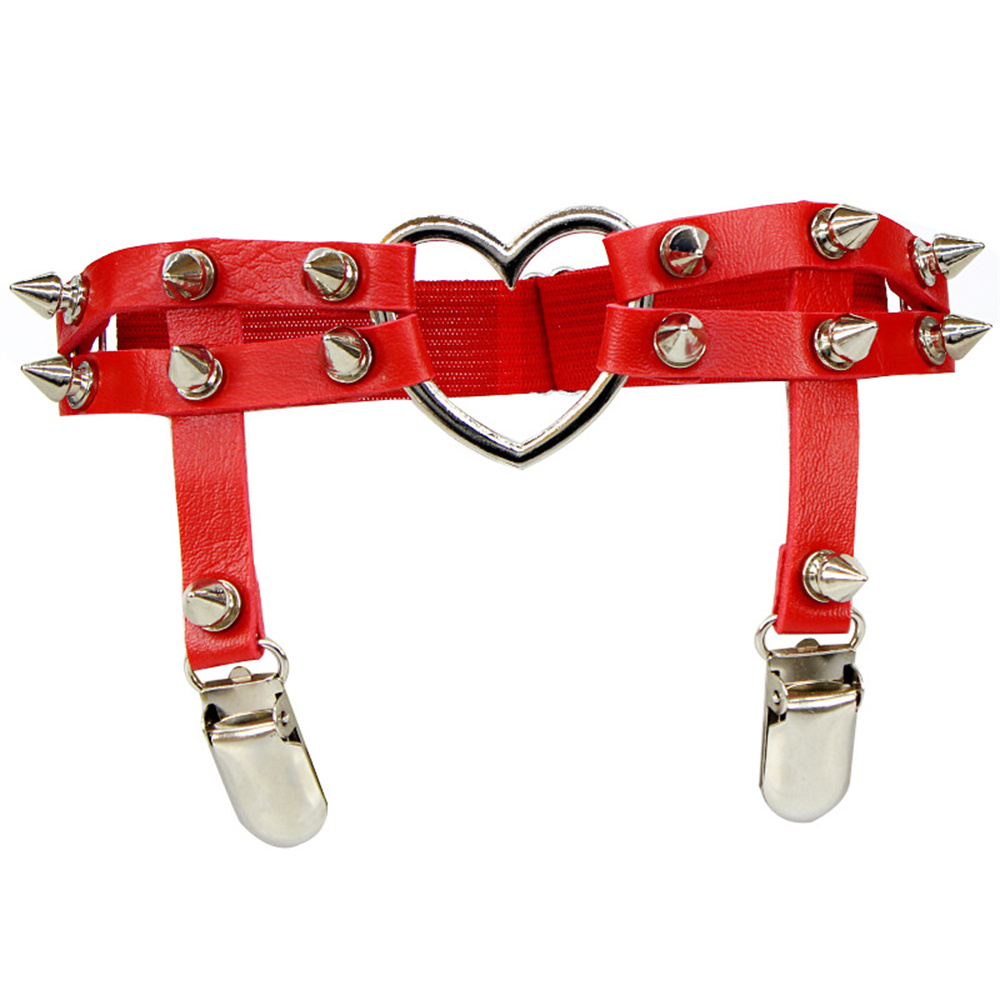 1Pcs 여성 펑크 고스 하트 PU 가죽 탄성 다리 반 - Garter Belt Set 리뷰 및 가격