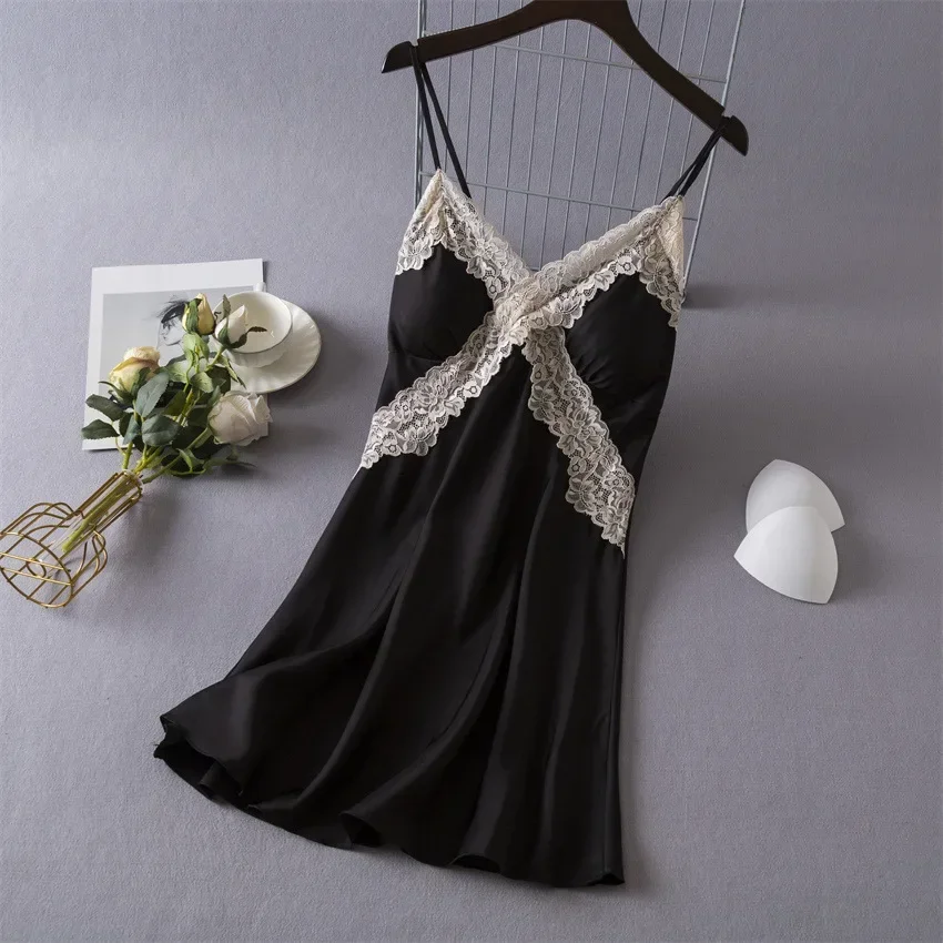 여성용 섹시 란제리 새틴 나이트가운 실크 케미즈 V넥  - Babydoll Chemise Night 리뷰 및 가격