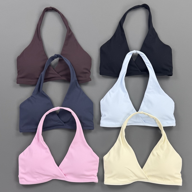 여성용 짐탑 홀터넥 스포츠 브라 프론트 크로스 V넥 패 - Sports Bra High Impact 리뷰 및 가격