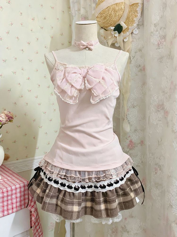 일본풍 달콤한 3종 세트 여성용 레이스 리본 블라우스  - Cami Top Lace 리뷰 및 가격